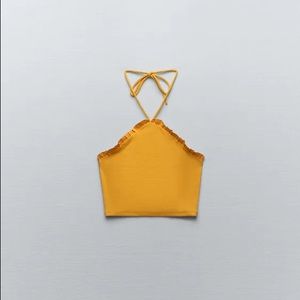 Zara Ribbed Top with Ruffles